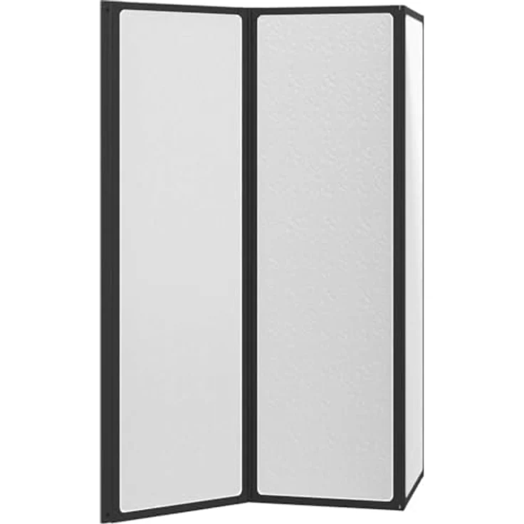 vidaXL Duschwand Schwarz, faltbare Duschabtrennung aus Aluminium, 132 x 2 x 140 cm, modern und pflegeleicht – Bild 4