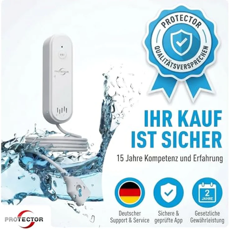 Protector WA-2 Wassermelder mit WLAN-Alarmweiterleitung und App-Steuerung, kompakt – Bild 8