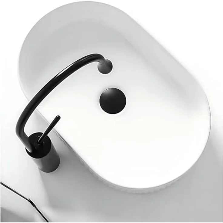 Rea Aufsatzwaschbecken Vanda, Keramik Waschtisch Handwaschbecken, 310 x 490 x 130 mm, Weiß, ohne Hahnloch und Überlaufloch – Bild 3
