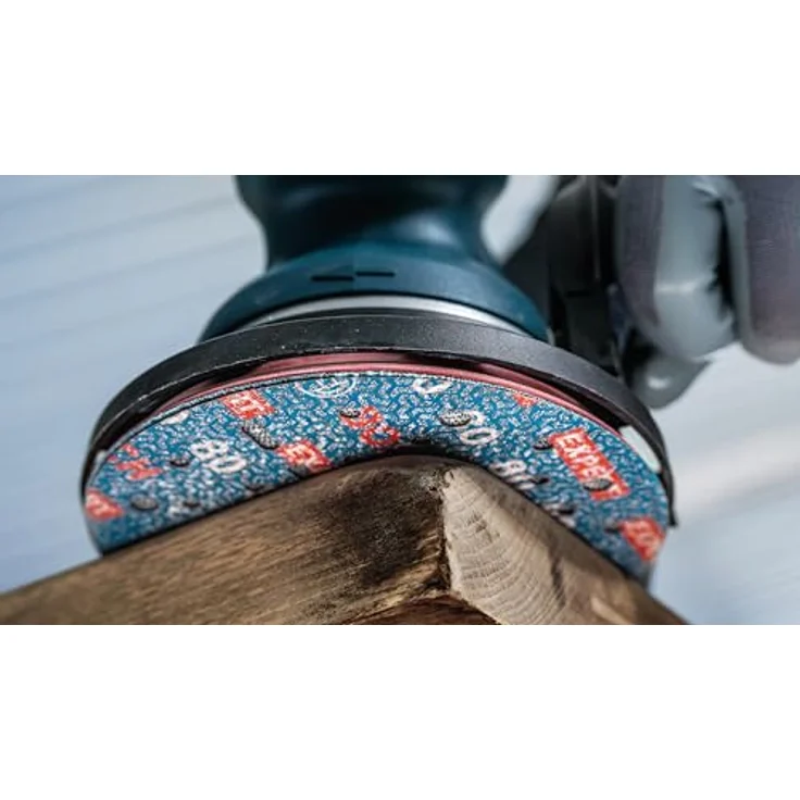 Bosch 50x EXPERT O780 Folienschleifscheibe, 150 mm für Hartholz, Farbe auf Holz, Körnung 60, Ø 150 mm, Professional Zubehör Exzenterschleifer – Bild 4
