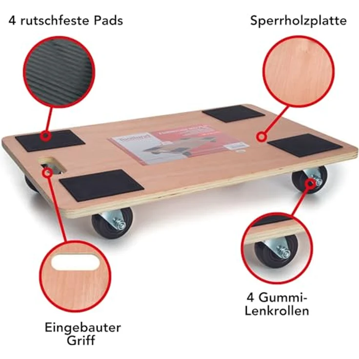 TOOLLAND - QT115 Transport-Roller, 400 kg Maximal Tragkraft, 65 cm Länge x 40 cm Breite 175683 – Bild 5