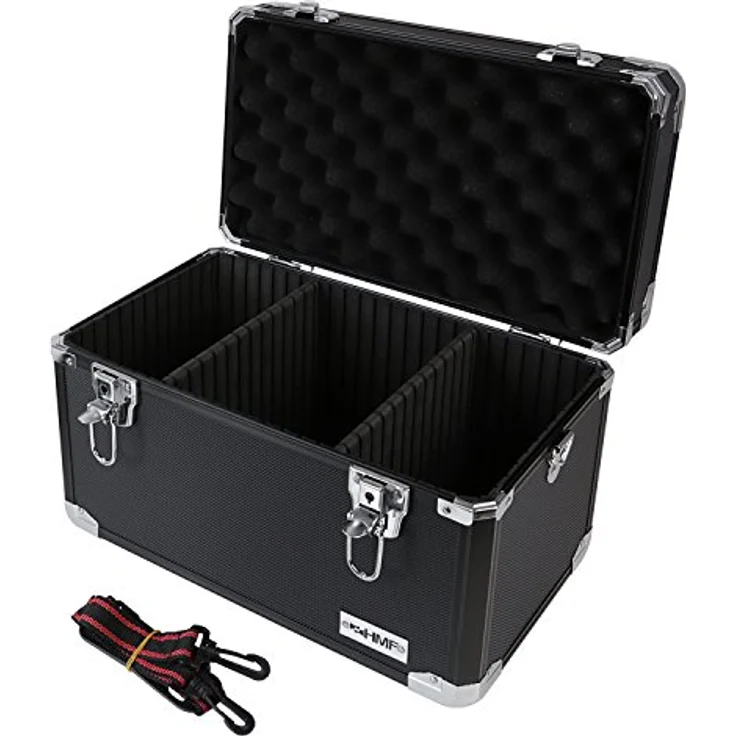 HMF Aufbewahrungsbox 14801, Kamerakoffer mit individueller Facheinteilung, robuste Alu Transportkiste, 40x27,5x23,5 cm, schwarz – Bild 2