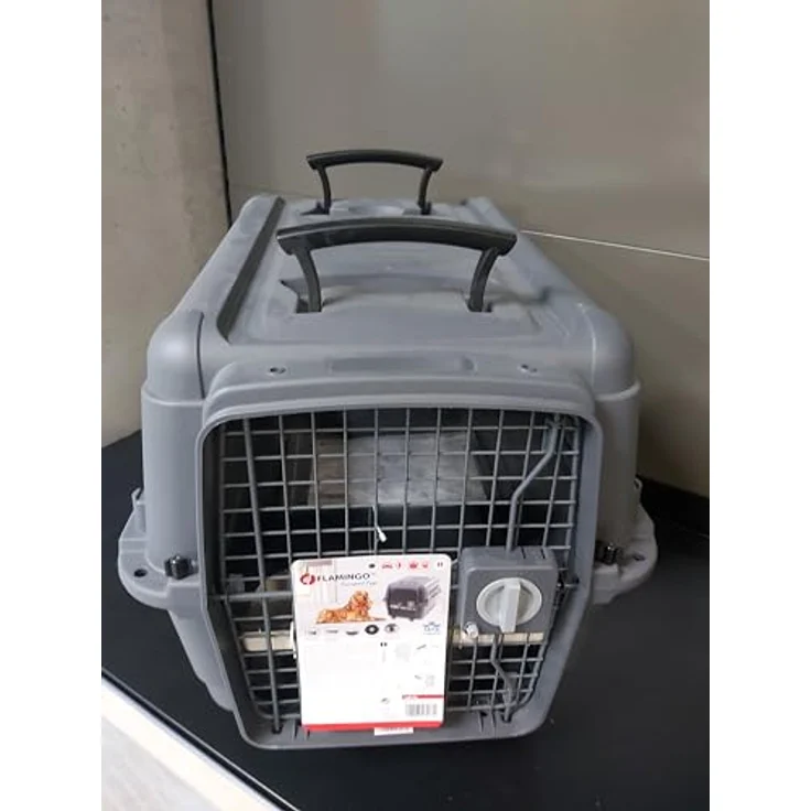 Flamingo Transportkäfig für Hund Lanta Dunkelgrau M - Mit abnehmbarem Futternapf und auslaufsicherem Trinknapf – Bild 2