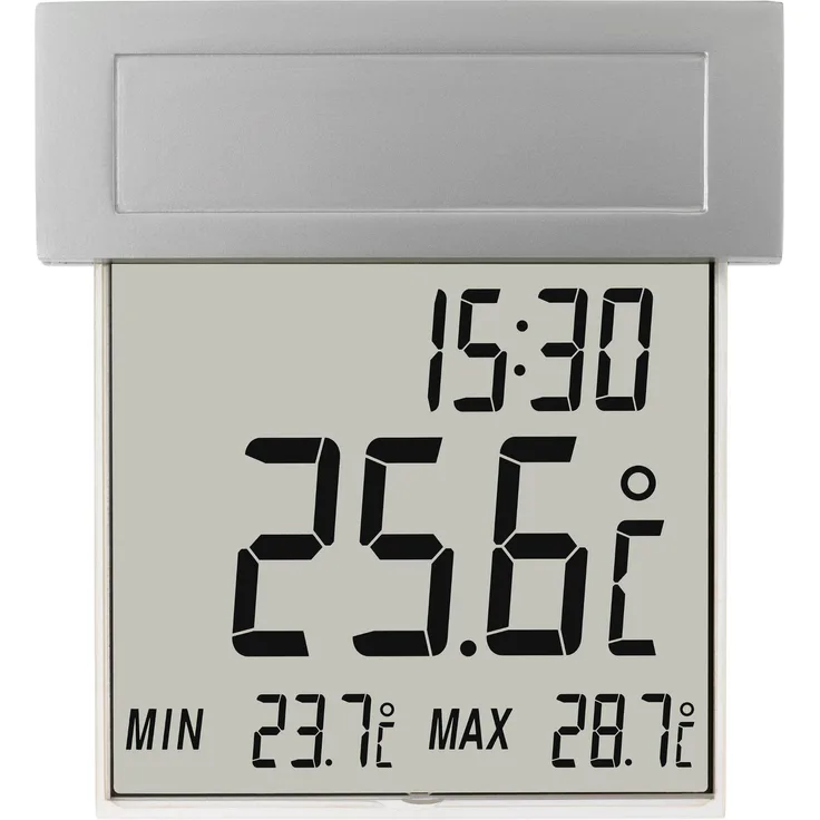 TFA Vision Solar, Thermometer + Hygrometer mit Solarbeleuchtung, grau