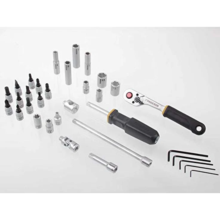 PROXXON INDUSTRIAL Bohrer- und Bitset 23280, 50-teiliges Feinmechanikersatz mit Knüppelratsche, CrV-Stahl und kompaktem Kunststoffkoffer – Bild 7