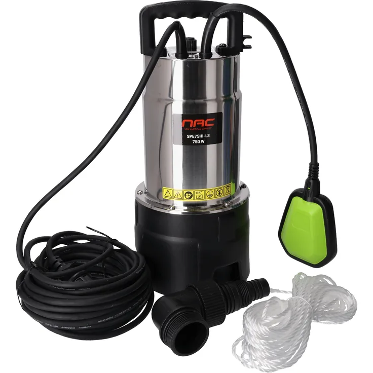 NAC SPE75HI-L2, 750W Schmutzwasserpumpe, hohe Effizienz für Abwasserentsorgung und industrielle Projekte, zuverlässig für Gartenarbeit