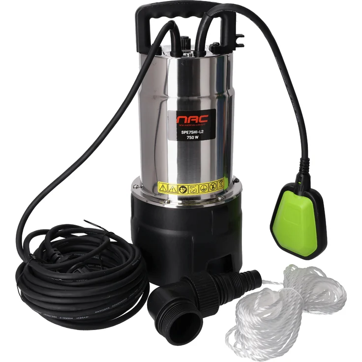 NAC SPE75HI-L2, 750W Schmutzwasserpumpe, hohe Effizienz für Abwasserentsorgung und industrielle Projekte, zuverlässig für Gartenarbeit