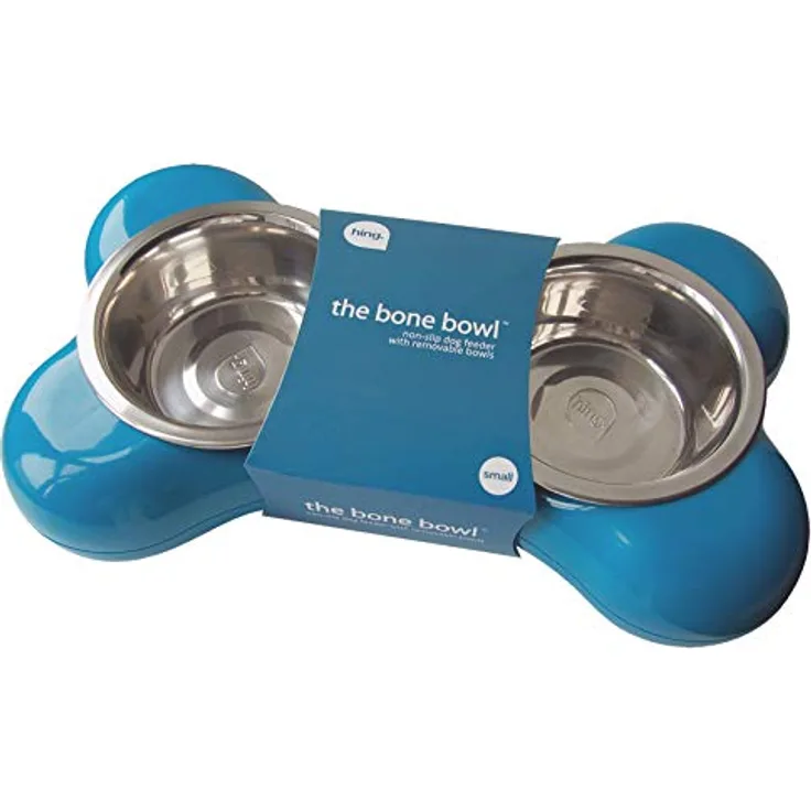 Hing Designs 217800TUR Schüssel Doppelschale, Schüsseldesign für Hunde, Blue