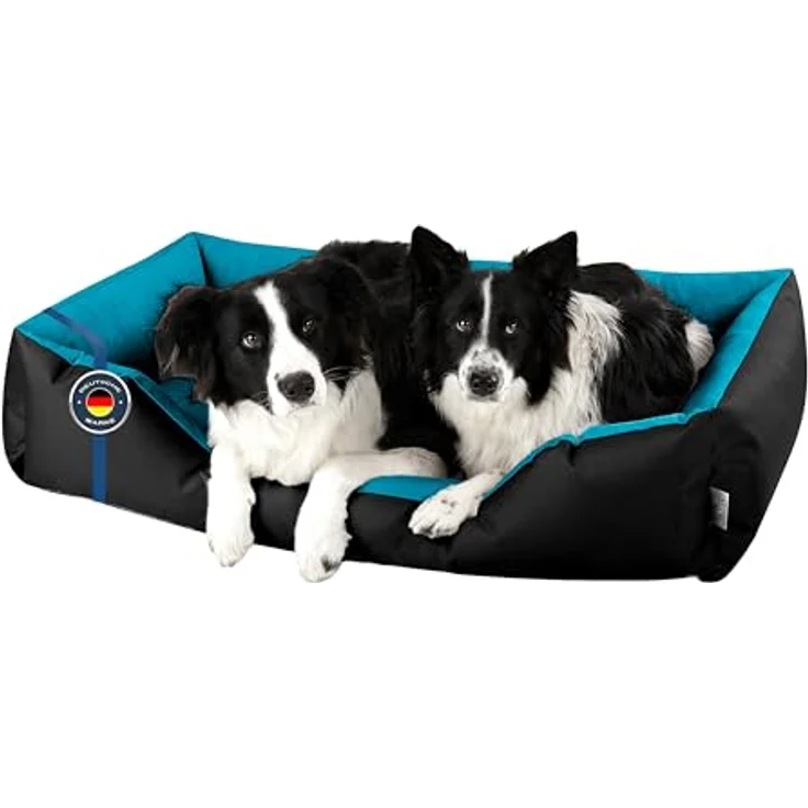 BedDog Hundebett LUPI, Hundekissen mit abziehbaren waschbaren Bezug, Hundekorb, Hundesofa, für große Hunde, XXXL, schwarz-blau, Cordura und Microfaser-Velours, ergonomisch und stabil – Bild 1
