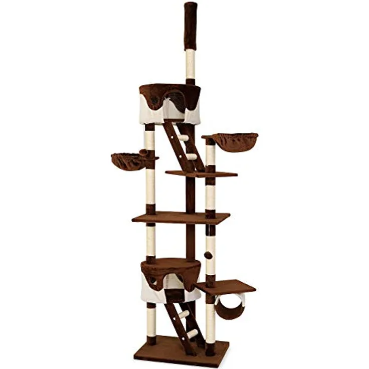 lionto Kratzbaum XXL Kletterbaum Katzenkratzbaum Katzenbaum höhenverstellbar 230-250 cm, braun/beige