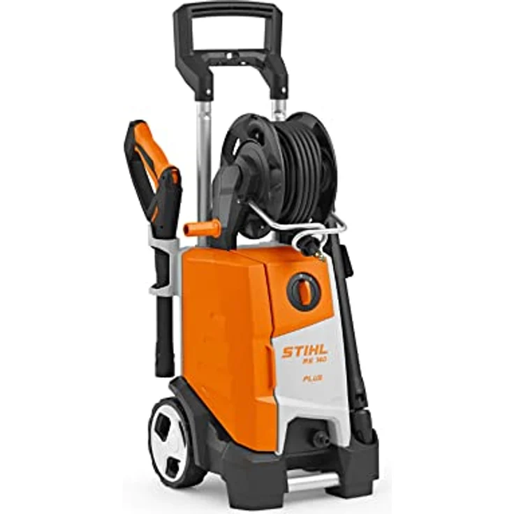 Stihl Elektro-Hochdruckreiniger RE 140 PLUS, leistungsstarker Reiniger mit Schlauchtrommel und stahlarmiertem Hochdruckschlauch, blau – Bild 2