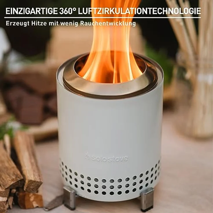 Solo Stove Mesa Tischfeuerstelle mit Standfuß | Raucharmes Mini Outdoor Tischfeuer, Befeuert mit Pellets oder Holz, Edelstahl, Inkl. Tragetasche, 17,5 x 13 cm, 635 g, Blau – Bild 5