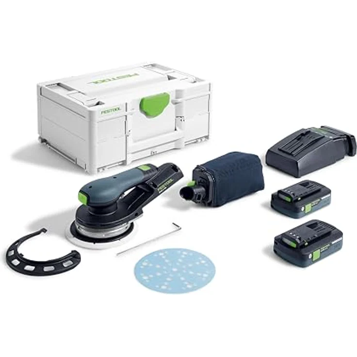 Festool Akku-Exzenterschleifer ETSC 2 125 4,0 I-Plus, mit Lichtring, 2x Akku BP 18 Li 4,0 HPC-ASI im Sysainer SYS 3 M 187, ergonomisch, bürstenloser Motor, Vibrationsschutz – Bild 1