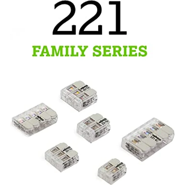 WAGO 221-482 Verbindungsklemme, flexibel für Leiterquerschnitte 0,20-4mm², 2 Polig, transparent/weiß, mit Hebel – Bild 5