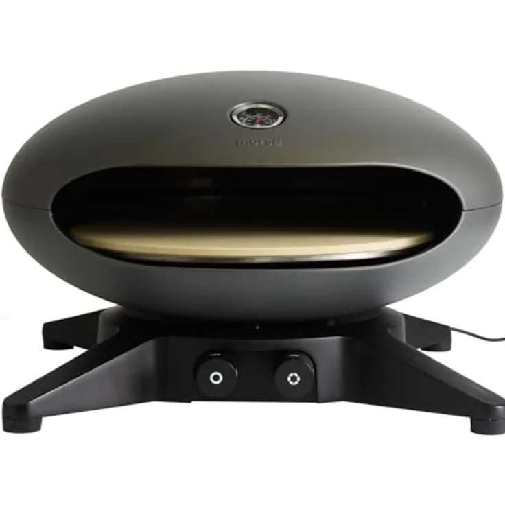Morsø Forno Spin – Gas-Pizzaofen mit rotierendem Pizzastein aus Aluminium, 57 x 53 x 35 cm, anthrazit, skandinavisches Design