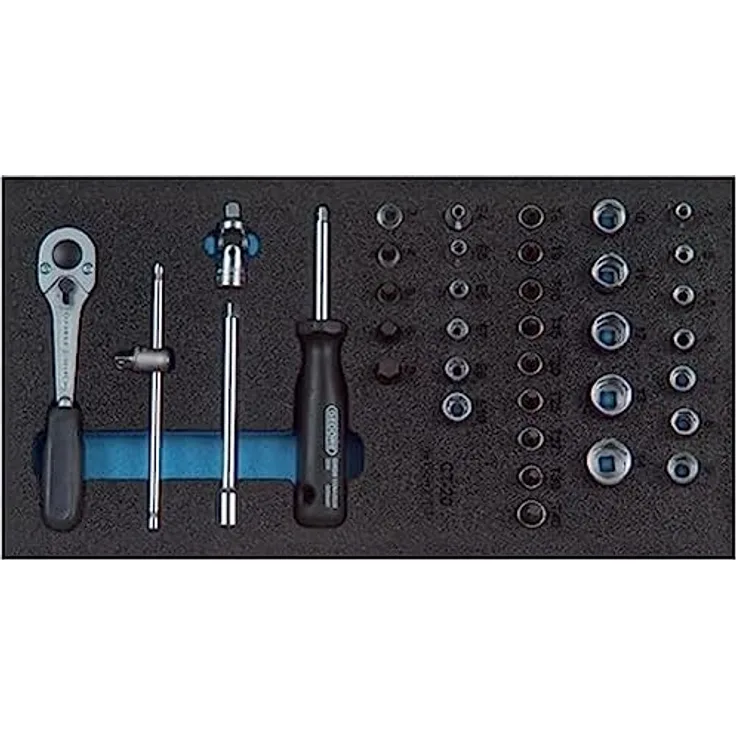 Gedore Check-Tool-Einlage Sortiment 1500 CT1-20, 2-farbige Schaumstoffeinlage mit 18 Ring-Maulschlüsseln für System-Koffer