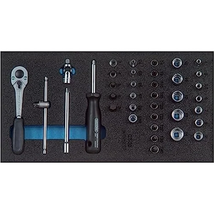 Gedore Check-Tool-Einlage Sortiment 1500 CT1-20, 2-farbige Schaumstoffeinlage mit 18 Ring-Maulschlüsseln für System-Koffer – Bild 1