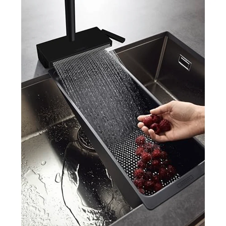 hansgrohe Küchenarmatur Aquno Select M81, Einhebel-Küchenmischer mit Ausziehbrause, Mattschwarz, 3-strufiger Schwenkbereich, 50 cm Auszugslänge – Bild 3