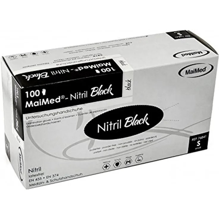 MaiMed Einmal U-Handschuhe, BLACK Nitril puderfrei Gr. S, 1000 Stück