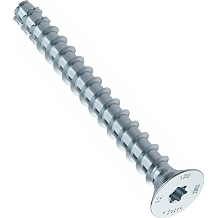 Heco MULTI-MONTI®-plus Betonschraube, 6 mm Durchmesser, 50 mm Länge, verzahnte Funktionsspitze, galZn 3 farblos, 100 Stück