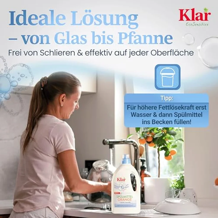 Almawin Klar Spülmittel Orange, 1,5L Geschirrspülmittel mit ätherischem Orangenöl – Bild 5