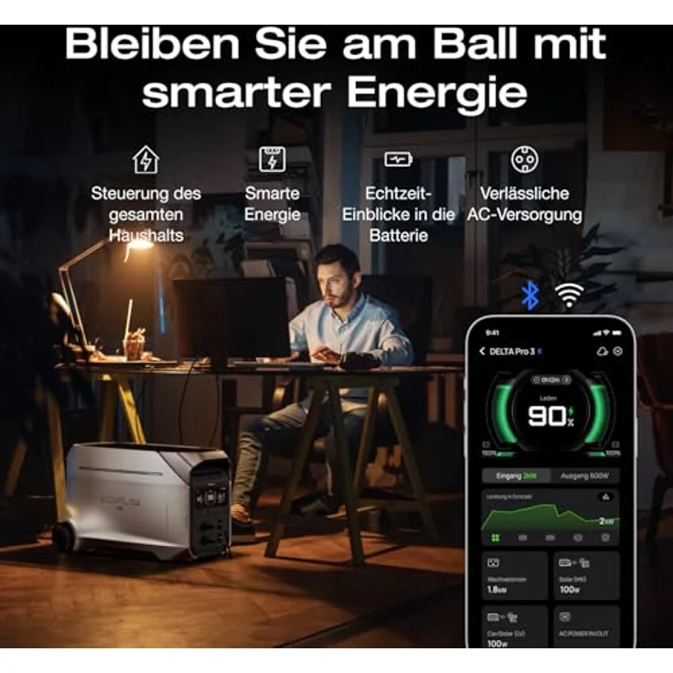 EcoFlow DELTA Pro 3 Tragbare Powerstation, 4096Wh LFP-Batterie, erweiterbar auf 12 kWh, 4000W AC Ausgang, leiser Betrieb mit 30 dB, Solargenerator für den Hausgebrauch – Bild 6