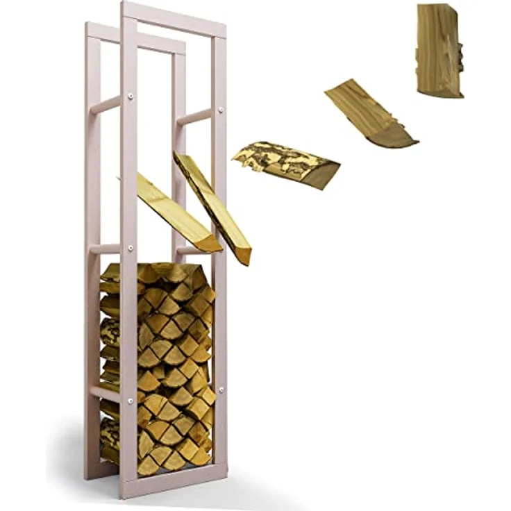 LAWA Living and Lifestyle Kaminholzregal Metall verzinkt, 150 cm hoch, RAL 9001 Cremeweiß, für innen und außen, stabile Konstruktion, Lagerung von ca. 150 dm³ Brennholz – Bild 1