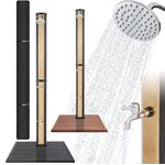 Arebos Solardusche 35L mit Handbrause&Thermometer Schwarz/golden (Set, mit Bodenplatte) Energieeffiziente Gartendusche mit 35l Tankvolumen