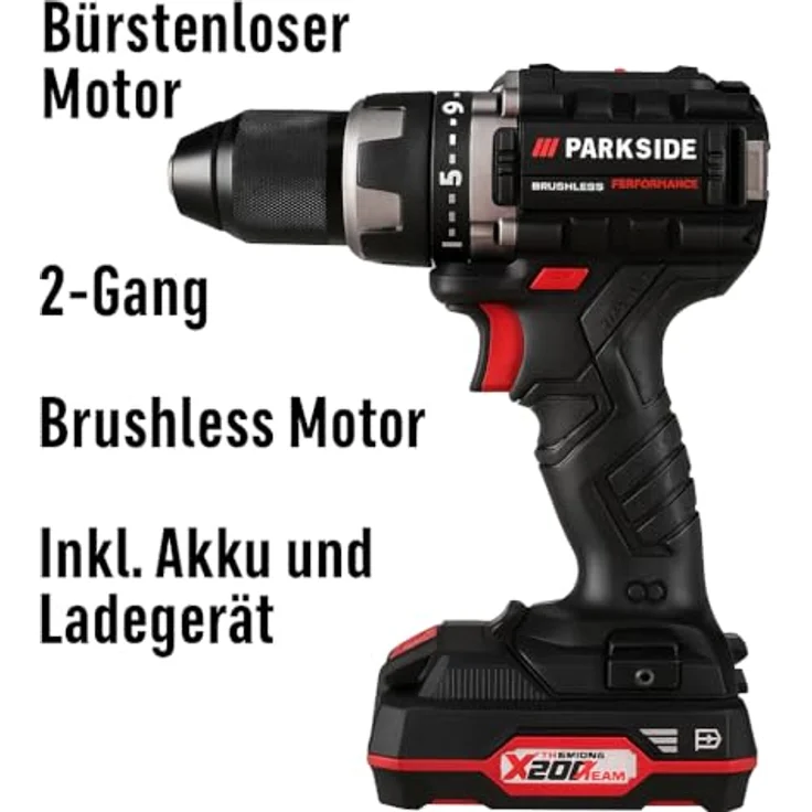 PARKSIDE PERFORMANCE® 20 V Akku-Bohrschrauber »PABSP 20 Li C4«, bürstenloser Motor, 2-Gang-Getriebe, 60 Nm Drehmoment, ohne Akku und Ladegerät – Bild 2