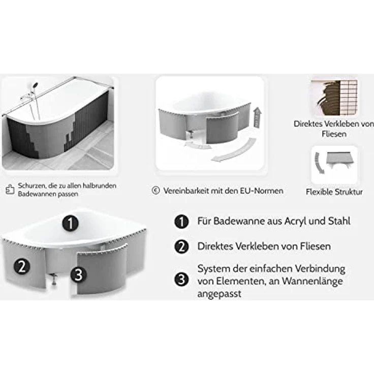 KOLMAN Eckbadewanne STANDARD 135x85, schneeweiß, mit GRATIS Ablaufgarnitur & Füßen, antibakteriell, kratzfest – Bild 4