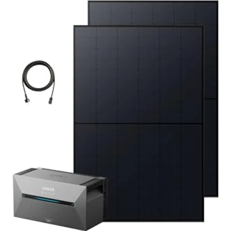 Anker SOLIX Balkonkraftwerk mit Speicher (820W | 1600Wh), Solarbank 2 E1600 Plus 1600Wh Speicher für Balkonkraftwerk, 2× RS40B Solarmodule (410W), 9,6kWh Kapazität, Plug&Play Installation - Effizientes Balkonkraftwerk mit Smartem Zähler, langlebiger Leistung in Blau