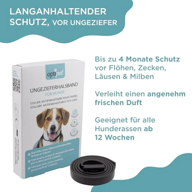 OptiPet Tier-Halsband Flohhalsband für Hunde Zeckenhalsband, Wirkt 4 Monate, wasserfest, für Hunde ab 12 Wochen - Preisvergleich – Bild 2