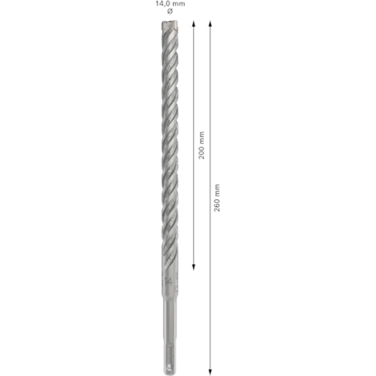 Bosch SDS-Plus p5X Hammerbohrer, 260mm Länge, 14mm Durchmesser, Hartmetall für armierten Beton – Bild 2