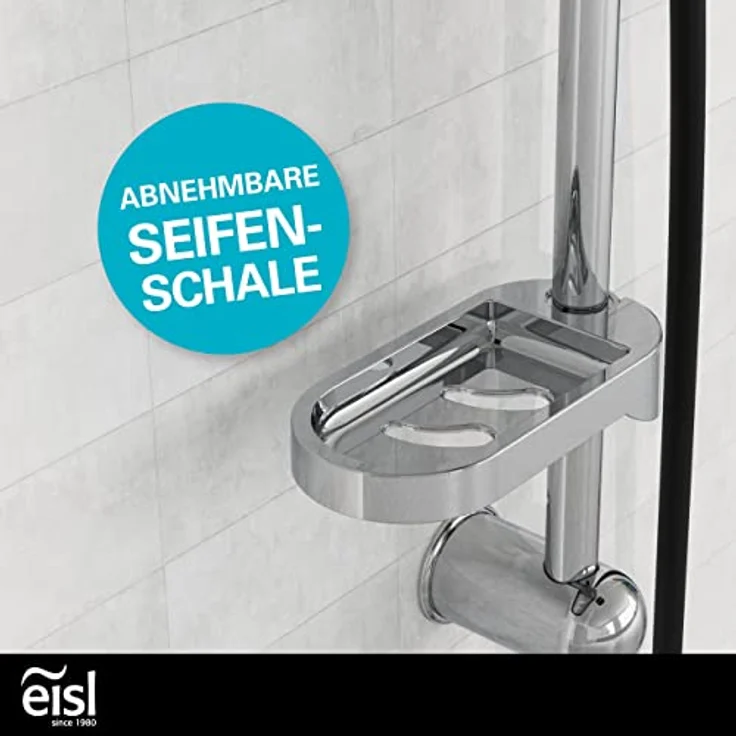 EISL Duschset DUSCHTRAUM Duschsäule mit Regendusche 200 x 200 mm und Handbrause, Regendusche mit Wandhalterung, DXLD60088CS, Chrom/Schwarz – Bild 5