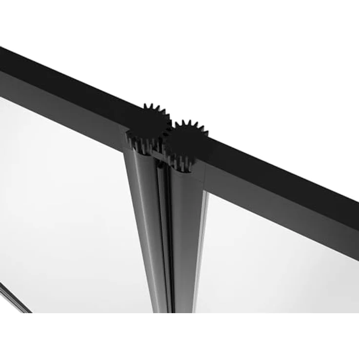 Vente-unique Duschtrennwand Badewanne klappbar, Atelierstil, mattschwarz, 100 x 140 cm, mit Aluminiumrahmen und gehärtetem Glas – Bild 5