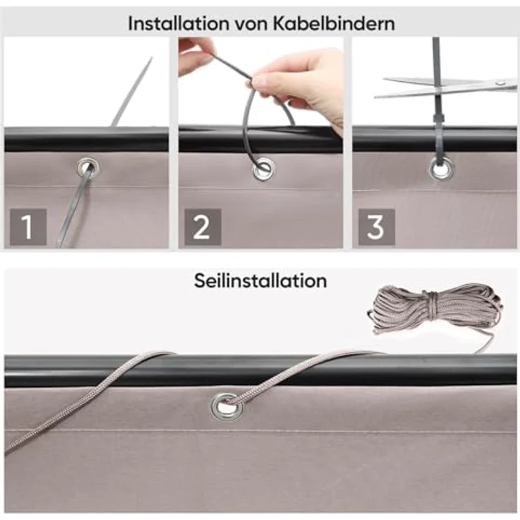 Balkonsichtschutz Balkonbespannung 100% Polyester Sichtschutz Balkonabdeckung Taupe, 75 x 300cm – Bild 5