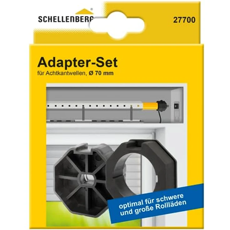 Schellenberg 27700 Adapter Set für 70 mm Achtkantwellen, glasfaserverstärkt, einfache Montage, kompatibel mit Rolladensystem Maxi – Bild 1