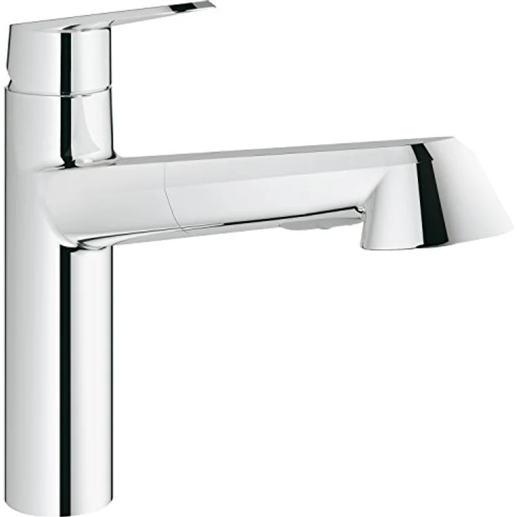 Grohe Küchenarmatur Eurodisc Cosmopolitan, mittelhoher Auslauf, herausziehbare Brause, Chrom, 2 Strahlarten – Bild 1