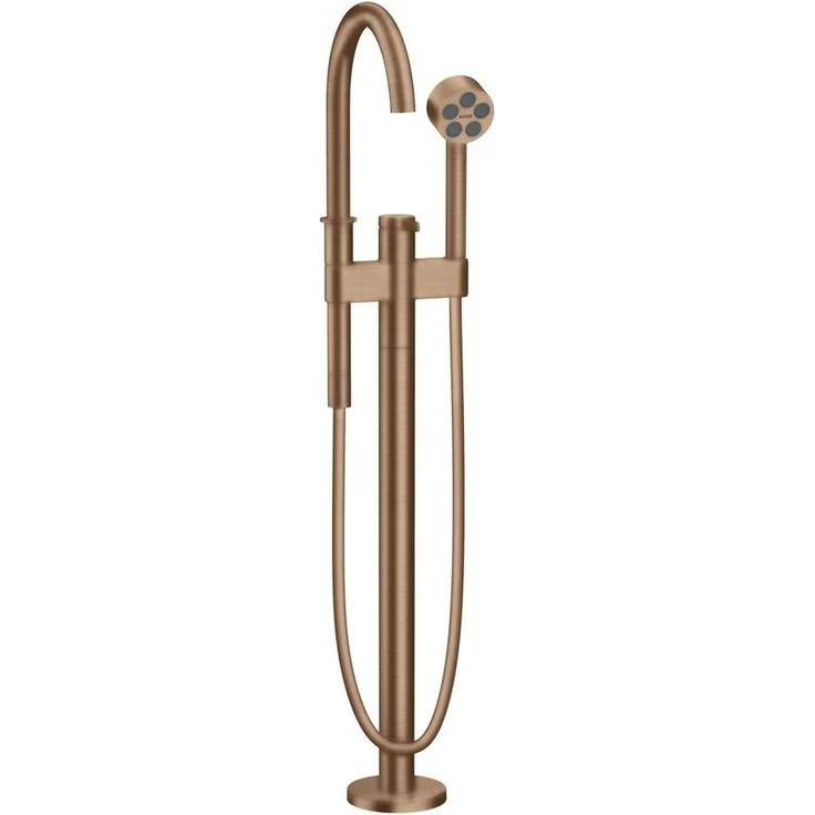hansgrohe Axor One, Wannenarmatur bodenstehend mit Hebelgriff, Brushed Red Gold, 2 Verbraucher, Keramikmischsystem, Temperaturbegrenzung einstellbar