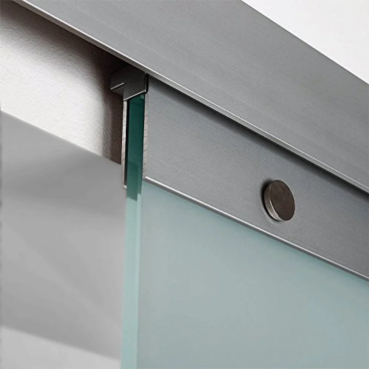 inova Glas-Schiebetür Komplettset 755 x 2035 mm wellen Design 8 mm ESG Alu Lauf-schiene mit Griffmuschel + beidseitiger Softclose – Bild 5