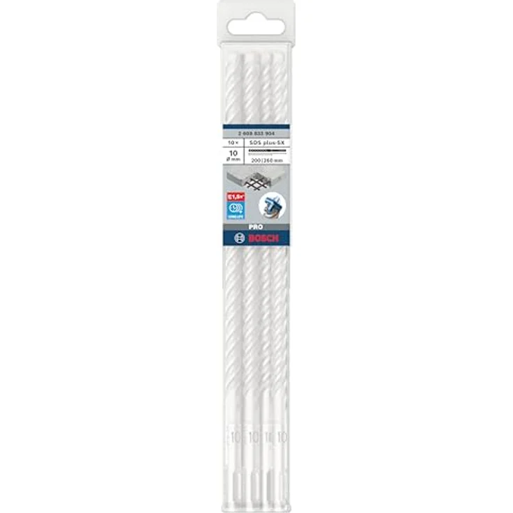 Bosch 10x PRO SDS plus-5X Hammerbohrer für Stahlbeton/Beton Ø 10,00 mm, Professional Zubehör Bohrhammer, langlebig – Bild 2