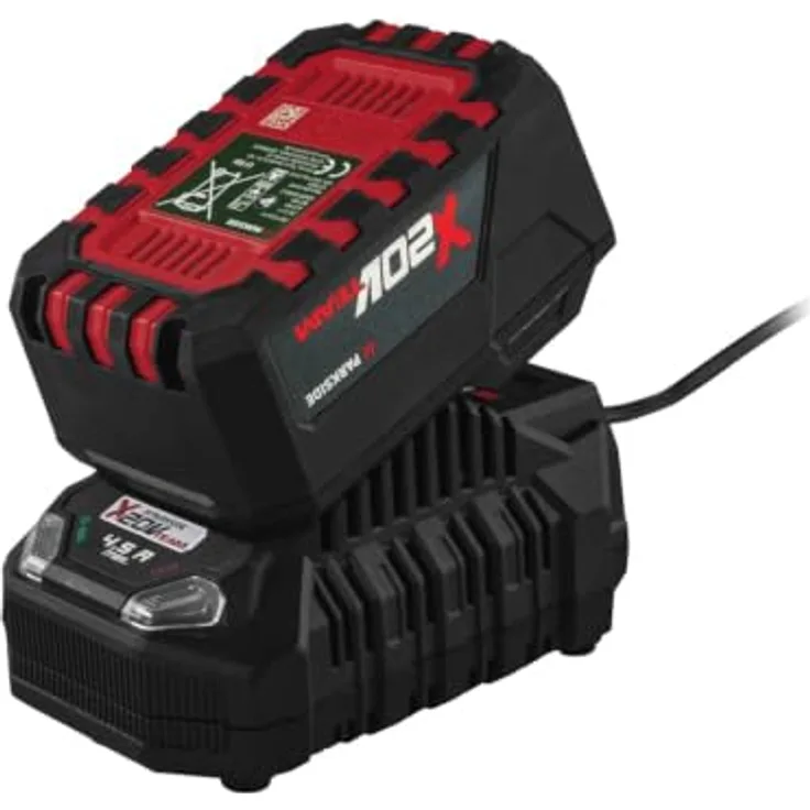 PARKSIDE® 20V Akku PAP 204 A1, Lithium-Ionen-Akku 4 Ah mit Ladegerät PLG 20 C3 und LED-Anzeige, kompatibel mit Parkside X 20 V Team