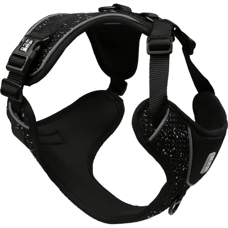DUVO+ EXPLOR Ultimate Fit No-Pull Hunde-Erziehungsgeschirr, granite black, ergonomisch, mit ID-Anhänger und reflektierenden Paspeln