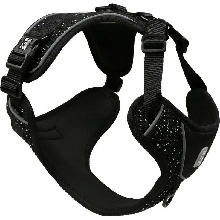 DUVO+ EXPLOR Ultimate Fit No-Pull Hunde-Erziehungsgeschirr, granite black, ergonomisch, mit ID-Anhänger und reflektierenden Paspeln