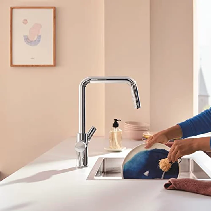 Grohe Blue Pure Start Starter Set, Küchenarmatur mit Mini Aktivkohlefilter und separatem Griff für gefiltertes Wasser - Chrom – Bild 4