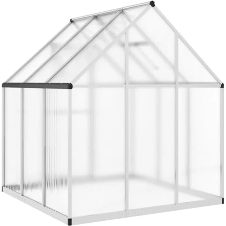 vidaXL Gewächshaus mit Fundamentrahmen Silbern 169x169x195 cm Alu mit UV-beständigen Platten und durchdachtem Design – Bild 5