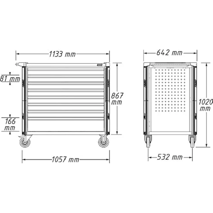 Hazet Werkstattwagen Assistent, 8 Schubladen (7 flach, 1 hoch), Edelstahl-Arbeitsfläche, mobil und robust, 870 x 522 mm – Bild 5
