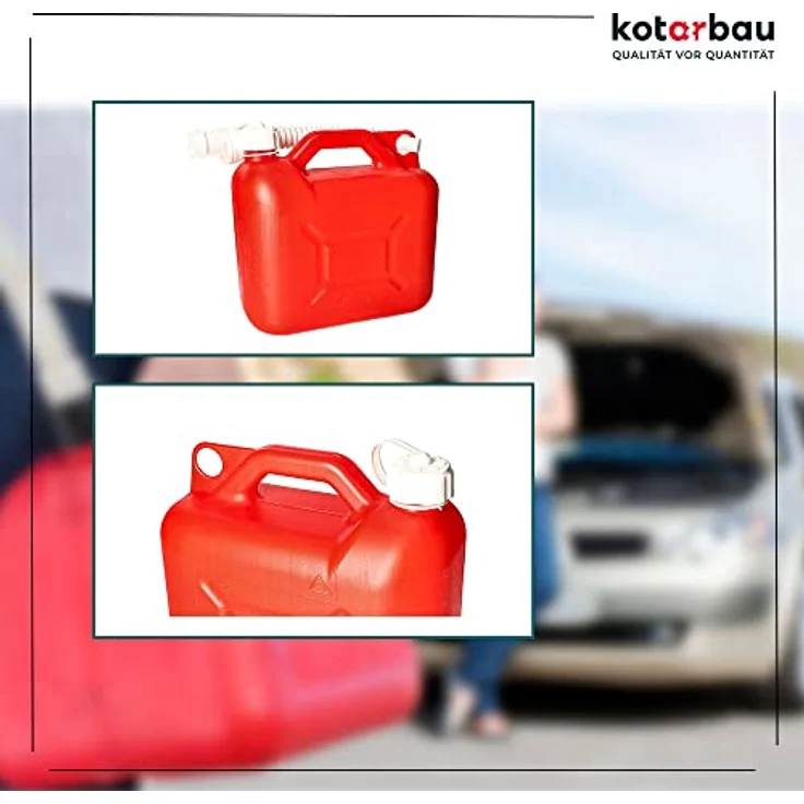 KOTARBAU® Benzinkanister aus Kunststoff, 5L mit Ausgießer, rot/weiß, für alle Kraftstoffarten, strapazierfähig und langlebig – Bild 4