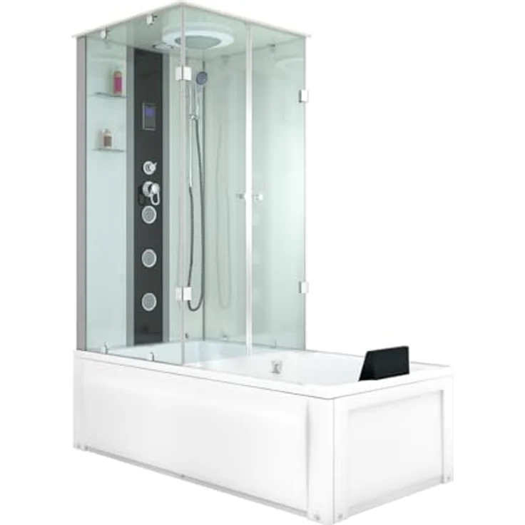 AcquaVapore K05-R01-WP, Whirlpool Dusche Kombination 90x180 cm, weiß, mit Regendusche und Massagedüsen – Bild 1