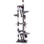 Wiltec Kratzbaum 240-260 cm grau/weiß, deckenhoch mit Sisal und Hängematten, Katzenkletterbaum